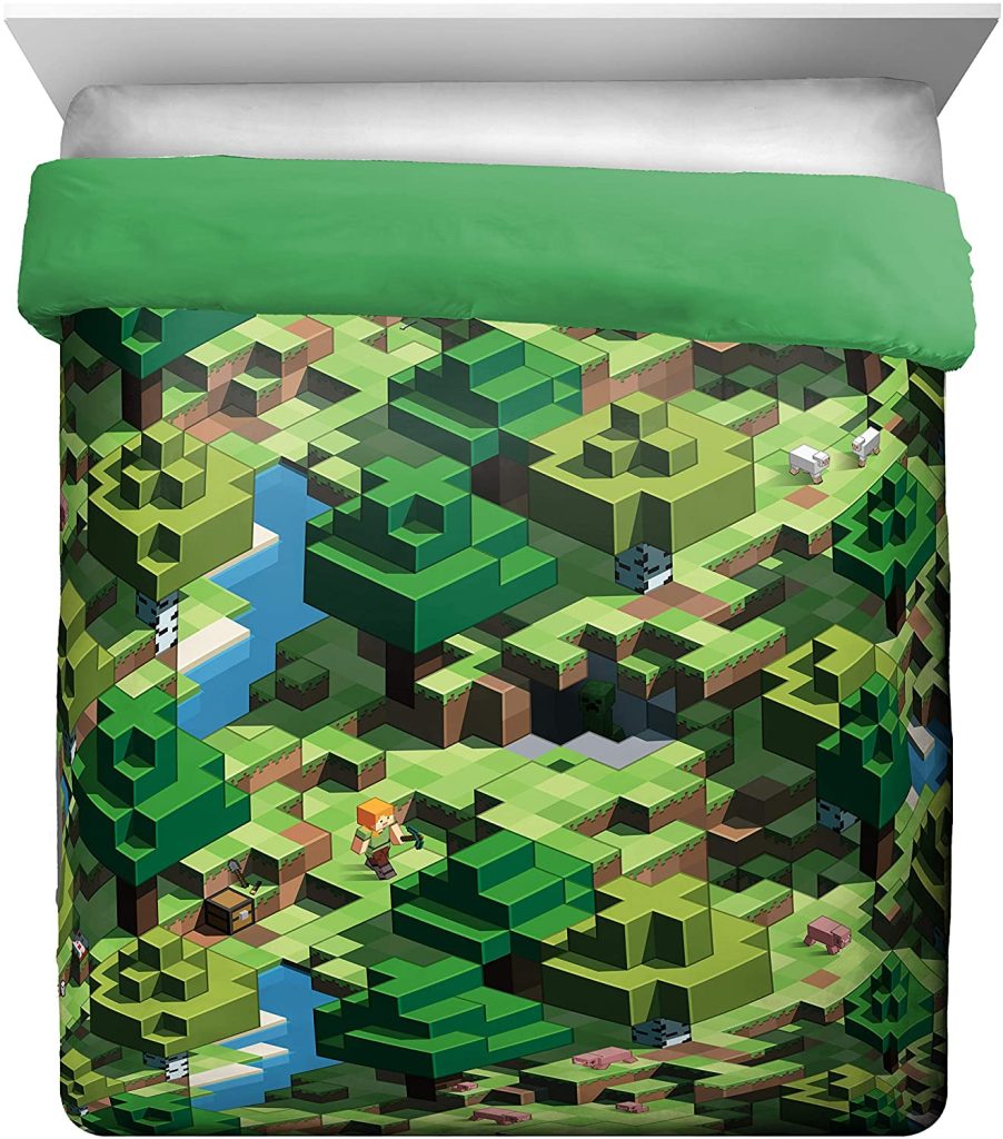 Parure De Lit Double Minecraft Creative Mode - 4 Pièces 100% Coton Pour Enfants Et Fans